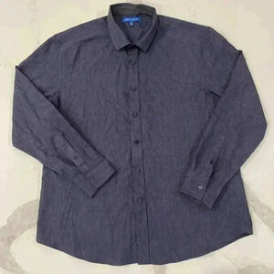 Vince Camuto Long Sleeve Button Up Dress Shirt Dark Blue Men's XL Classic Preppy